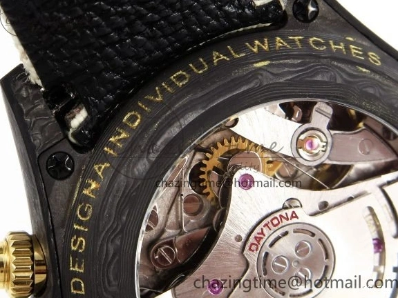 MiroTime 0504 Refined Daytona DIW Carbon Case DIWF Edition Black White Dial Orange Diamonds Bezel on White Nylon Strap A 1668